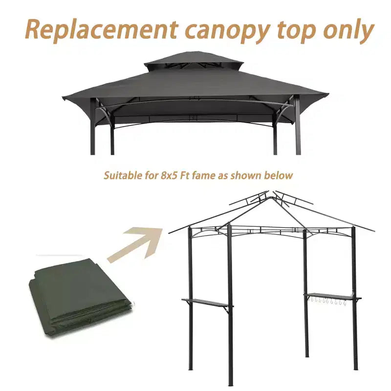 Clihome Toile de rechange pour tonnelle de barbecue à double couche 8x5 pieds