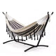 Hamac double avec support, capacité de 204 kg, cadre en acier robuste, 6 réglages de hauteur, 273 x 109 cm pour terrasse extérieure, piscine, jardin