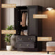 GustoWave 65 Louvered Armoire Wardrobe, Wood Closet with 2 Doors & 2 Drawers, Hanging Rod Storage for Bedroom