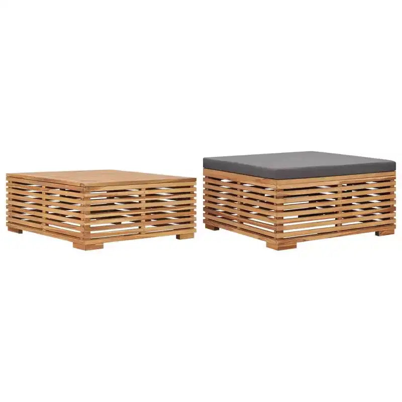vidaXL Table de jardin gris foncé, teck naturel Bois de teck massif Taille moyenne