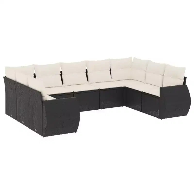 vidaXL Ensemble de canapés de jardin noir, blanc crème