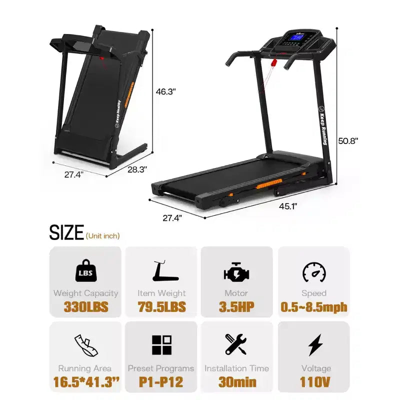 Tapis roulant pliable GDFStudio Velocity avec écran LED et inclinaison manuelle