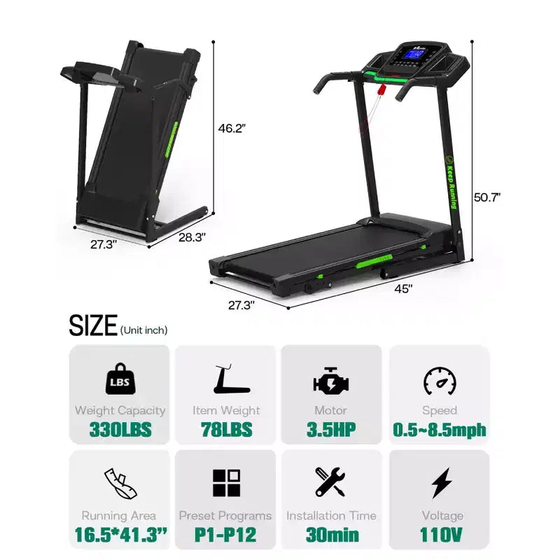 Tapis roulant pliable GDFStudio Velocity avec écran LED et inclinaison manuelle