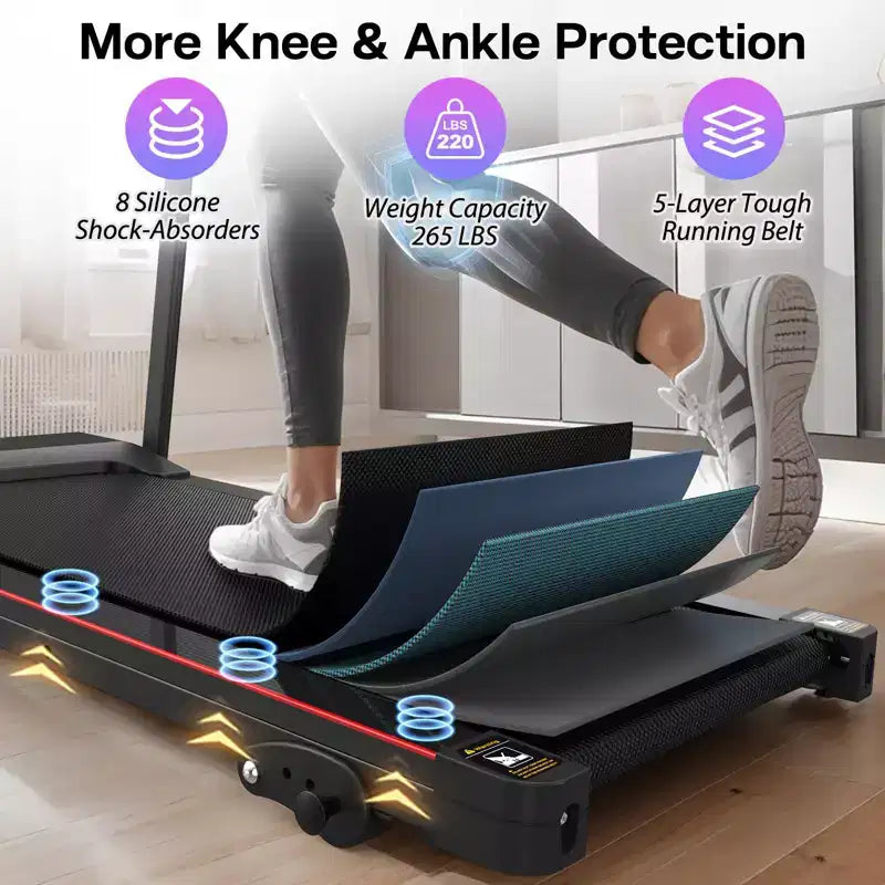 Tapis de course pliable compact GDFStudio Georgena avec écran ACL et inclinaison manuelle