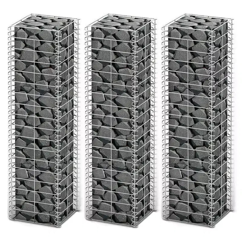 vidaXL Ensemble de gabions 3 pièces en fil galvanise 9,8x9,8x39,4