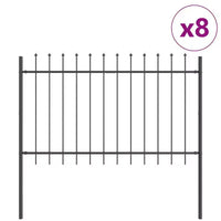 vidaXL Clôture de jardin 8 pièces gris 44,62 x 3,28 pi acier thermolaque