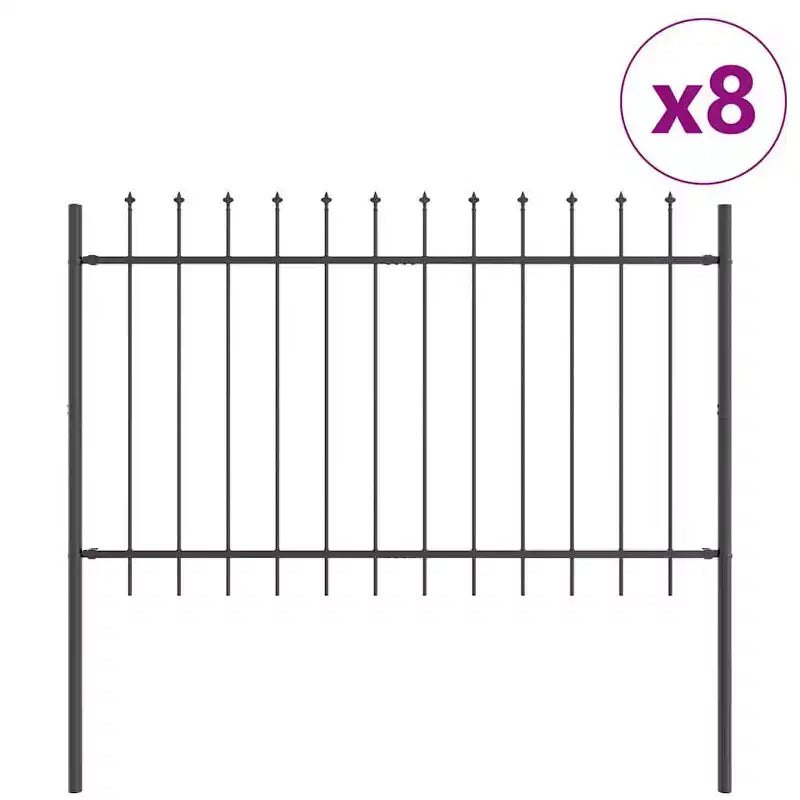vidaXL Clôture de jardin 8 pièces gris 44,62 x 3,28 pi acier thermolaque