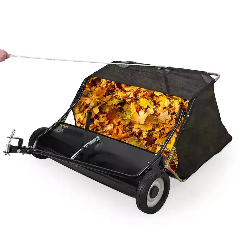 Ramasseuse de pelouse à attacher de 48 pouces, 26 pi³ Grande capacité, ramasseuse de feuilles et d'herbe robuste pour tracteurs, hauteur réglable pour le nettoyage de la cour