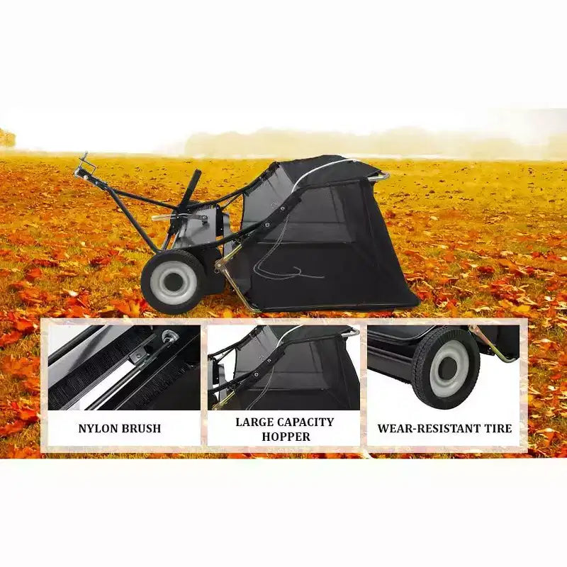 Ramasseuse de pelouse à attacher de 48 pouces, 26 pi³ Grande capacité, ramasseuse de feuilles et d'herbe robuste pour tracteurs, hauteur réglable pour le nettoyage de la cour