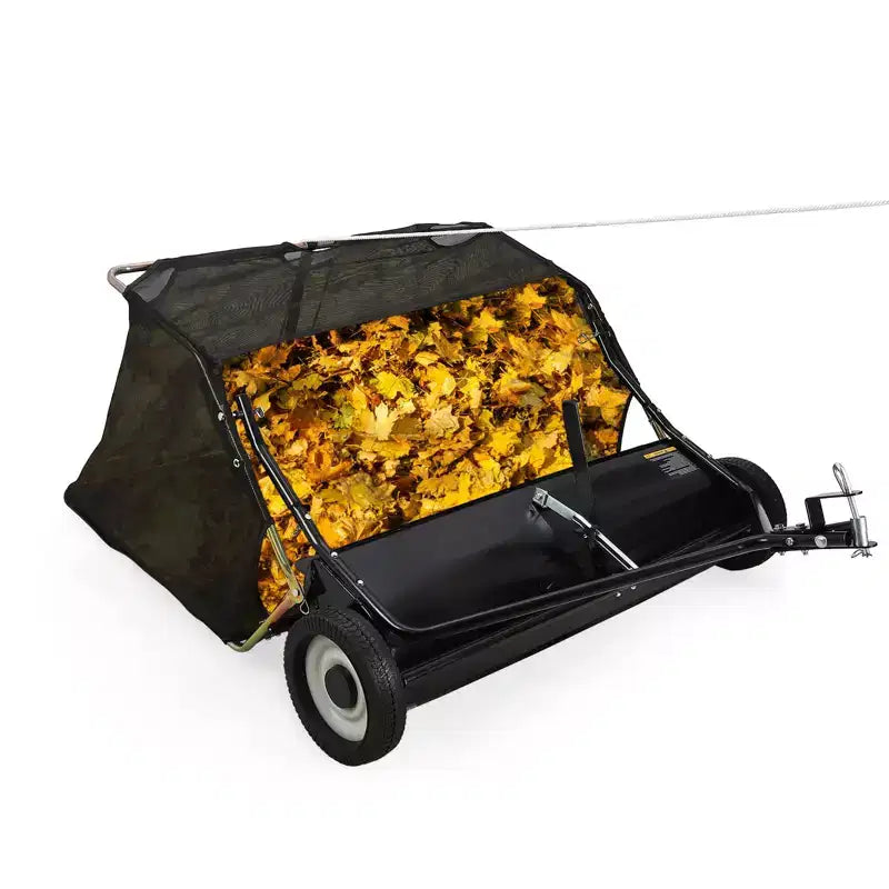 Ramasseuse de pelouse à attacher de 48 pouces, 26 pi³ Grande capacité, ramasseuse de feuilles et d'herbe robuste pour tracteurs, hauteur réglable pour le nettoyage de la cour