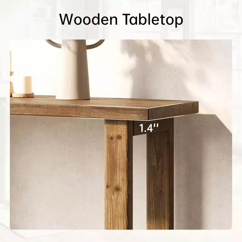 Lantine table console en bois massif, table sofa extra-longue 70.9 pouces derrière le canapé pour entrée, couloir, vestibule, salon, brun naturel