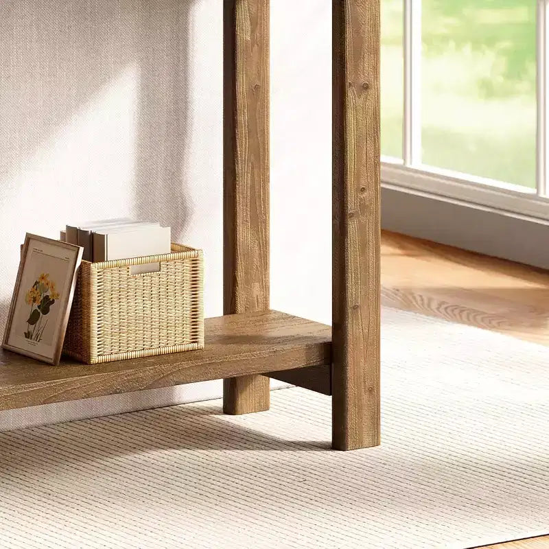 Lantine table console en bois massif, table sofa extra-longue 70.9 pouces derrière le canapé pour entrée, couloir, vestibule, salon, brun naturel