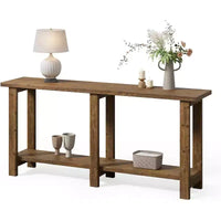 Lantine table console en bois massif, table sofa extra-longue 70.9 pouces derrière le canapé pour entrée, couloir, vestibule, salon, brun naturel