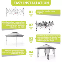 GustoWave Gazebo pop-up 10x10 pi, tente canopy étanche instantanée avec moustiquaire et parois latérales, abri extérieur pour patio jardin