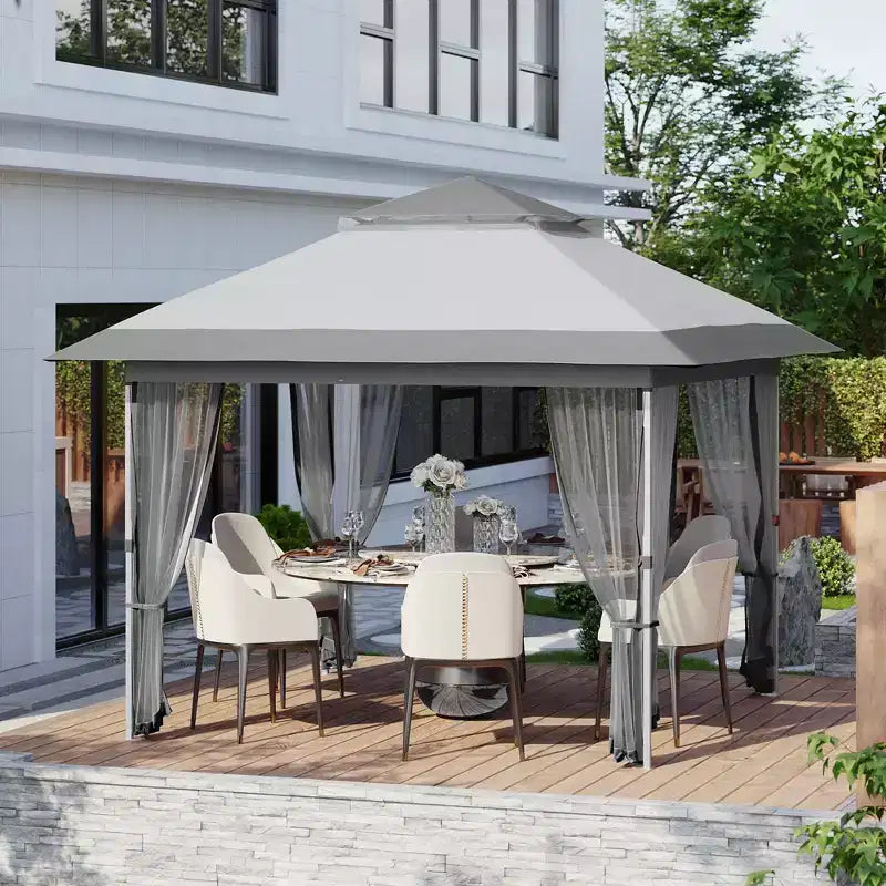 GustoWave Gazebo pop-up 10x10 pi, tente canopy étanche instantanée avec moustiquaire et parois latérales, abri extérieur pour patio jardin