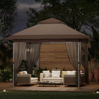 GustoWave Gazebo pop-up 10x10 pi, tente canopy étanche instantanée avec moustiquaire et parois latérales, abri extérieur pour patio jardin