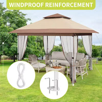 GustoWave Gazebo pop-up 10x10 pi, tente canopy étanche instantanée avec moustiquaire et parois latérales, abri extérieur pour patio jardin