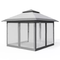 GustoWave Gazebo pop-up 10x10 pi, tente canopy étanche instantanée avec moustiquaire et parois latérales, abri extérieur pour patio jardin