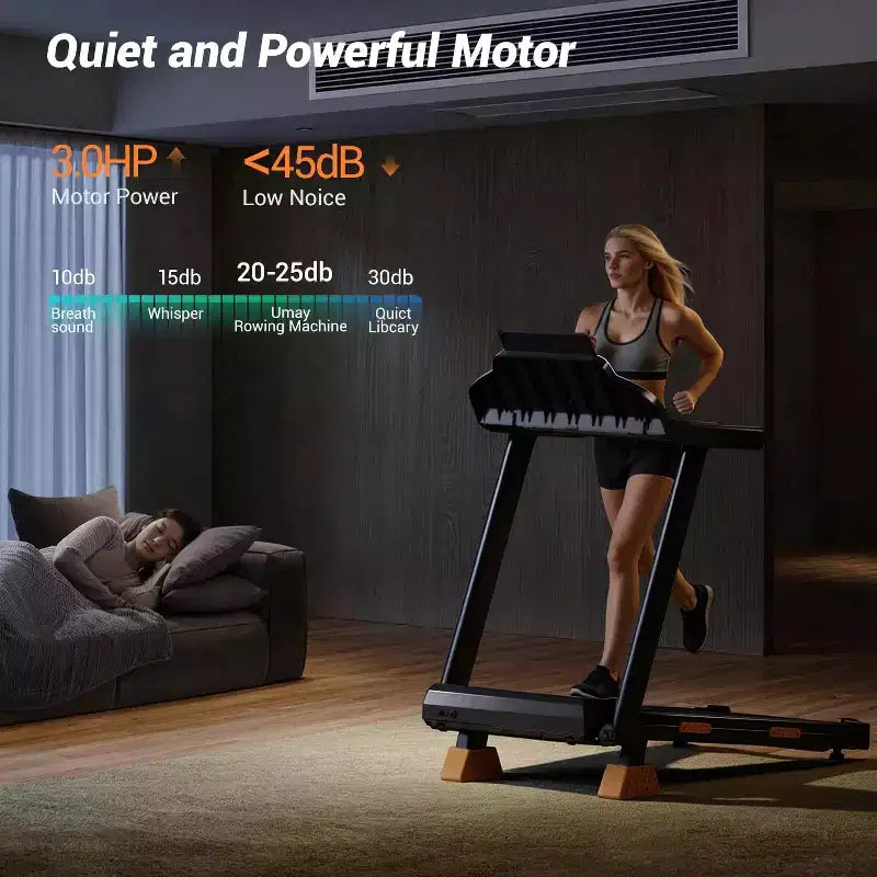 Tapis de Course KikiBriz pour la Maison avec Inclinaison, Tapis Roulant Pliable Amortissant à 7 Couches avec Écran LED et Guidon, Grande Capacité