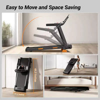 KikiBriz Tapis de course pour la maison avec inclinaison, tapis de course pliant anti-chocs 7 couches avec écran LED & barre poignée jusqu'à grande capacité