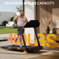 Tapis de course à domicile avec inclinaison de 14 % et écran LED, tapis de course pliable silencieux de 3,0 CV avec barre de maintien, capacité jusqu'à 163 kg