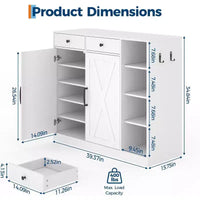Meuble de rangement pour entrée de ferme moderne, 6 étagères réglables, 2 tiroirs, pour couloir, salon