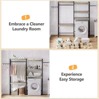 Étagère au-dessus du Lave-linge, Étagère de Rangement pour Sèche-linge à 5 Niveaux avec Hauteur Réglable, Étagère de Salle de Bain, Rangement Gain de Place pour Salle de Bain, Buanderie
