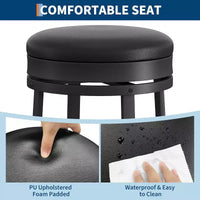 Lot de 2 tabourets de bar sans dossier pivotants de 76 cm, tabourets de cuisine hauteur comptoir avec repose-pieds, siège en cuir PU imperméable pour îlot de cuisine et bar à domicile
