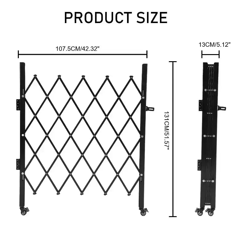 Barrière de sécurité pliable avec roulettes universelles, clôture extensible, barrière roulante à 360°, cour, jardin, garage