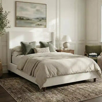 Lit plateforme Christopher Knight Home Johnny moderne en tissu bouclé avec tête de lit à oreilles