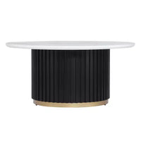 Table basse ronde Christopher Knight Home Mustafa en bois et fer avec piètement cannelé
