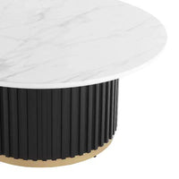 Table basse ronde Christopher Knight Home Mustafa en bois et fer avec piètement cannelé