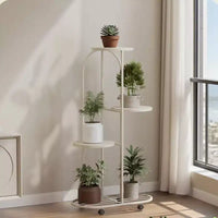 Support à plantes en metal avec roues, etagère d'angle à niveaux pour interieur et extérieur, support à plantes roulant noir mat pour salon, balcon et patio