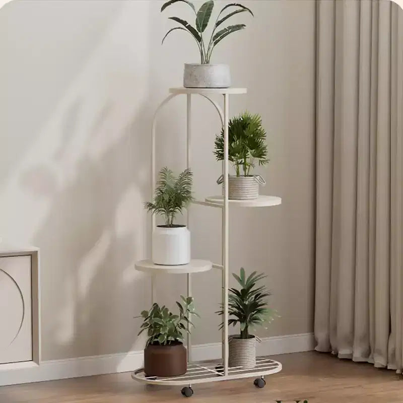 Metal Plant Stand With Wheels, Corner Tiered Plant Shelf Indoor Outdoor, Matte Black Rolling Plant Rack For Living Room Balcony Patio