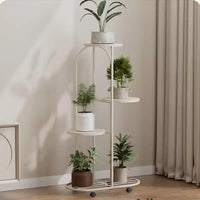 Metal Plant Stand With Wheels, Corner Tiered Plant Shelf Indoor Outdoor, Matte Black Rolling Plant Rack For Living Room Balcony Patio