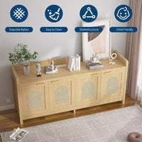 Meuble TV moderne en rotin, meuble de divertissement, portes en verre, armoires de rangement, pour salon, maison