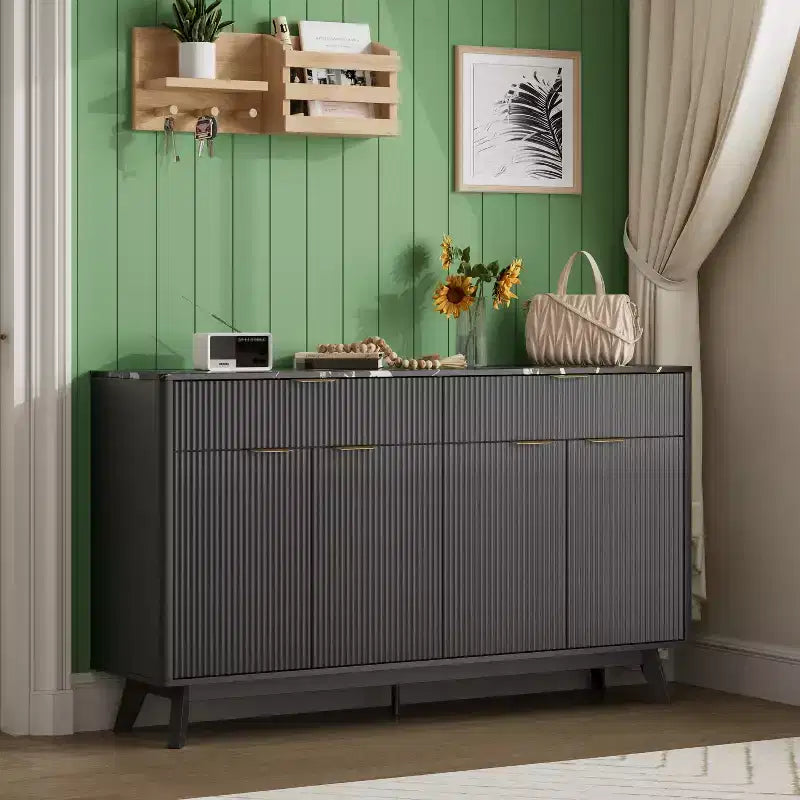 Buffet enfilade, 2 tiroirs, 4 portes, étagères réglables, rangement, pour maison, salon