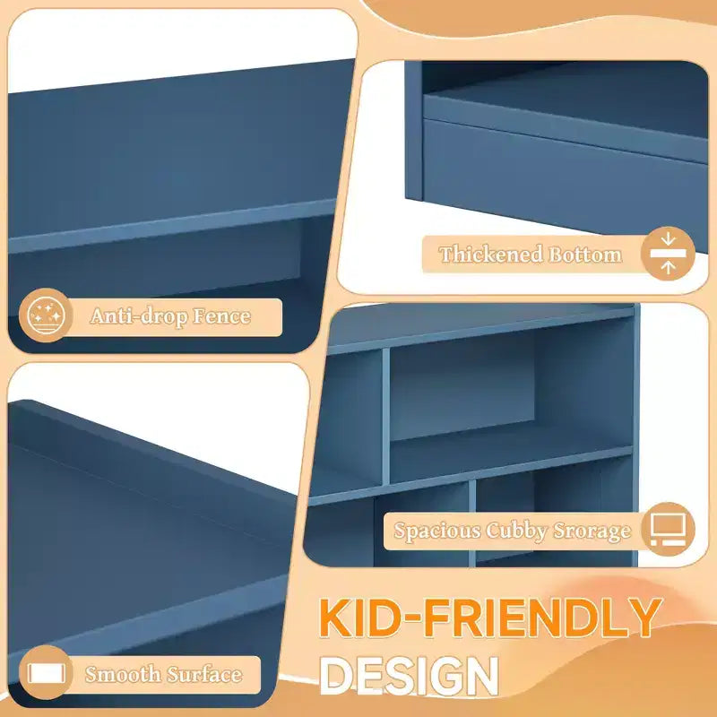 Armoire de rangement en bois pour enfants avec 5 compartiments, bibliothèque Montessori et organisateur de jouets pour chambre d'enfant, salle de jeux, classe et chambre