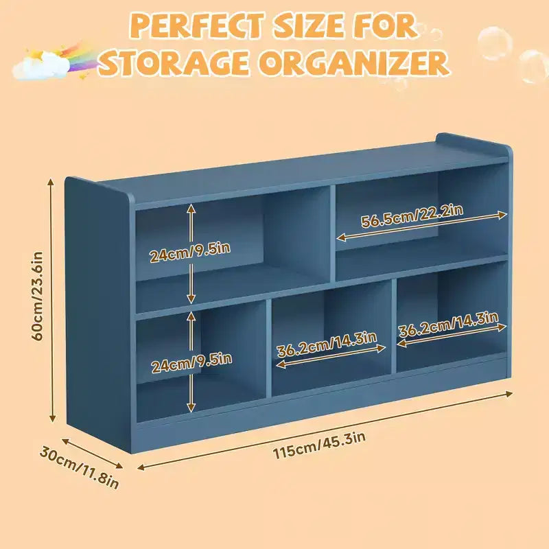 Armoire de rangement en bois pour enfants avec 5 compartiments, bibliothèque Montessori et organisateur de jouets pour chambre d'enfant, salle de jeux, classe et chambre