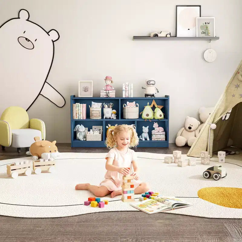 Armoire de rangement en bois pour enfants avec 5 compartiments, bibliothèque Montessori et organisateur de jouets pour chambre d'enfant, salle de jeux, classe et chambre