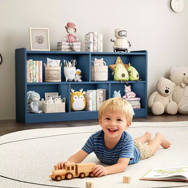 Armoire de rangement en bois pour enfants avec 5 compartiments, bibliothèque Montessori et organisateur de jouets pour chambre d'enfant, salle de jeux, classe et chambre