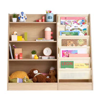 Bibliothèque pour enfants à 4 niveaux et organisateur de rangement de jouets avec rack à livres en bandoulière à 6 couches pour salle de jeux, chambre d'enfant, jardin d'enfants et chambre