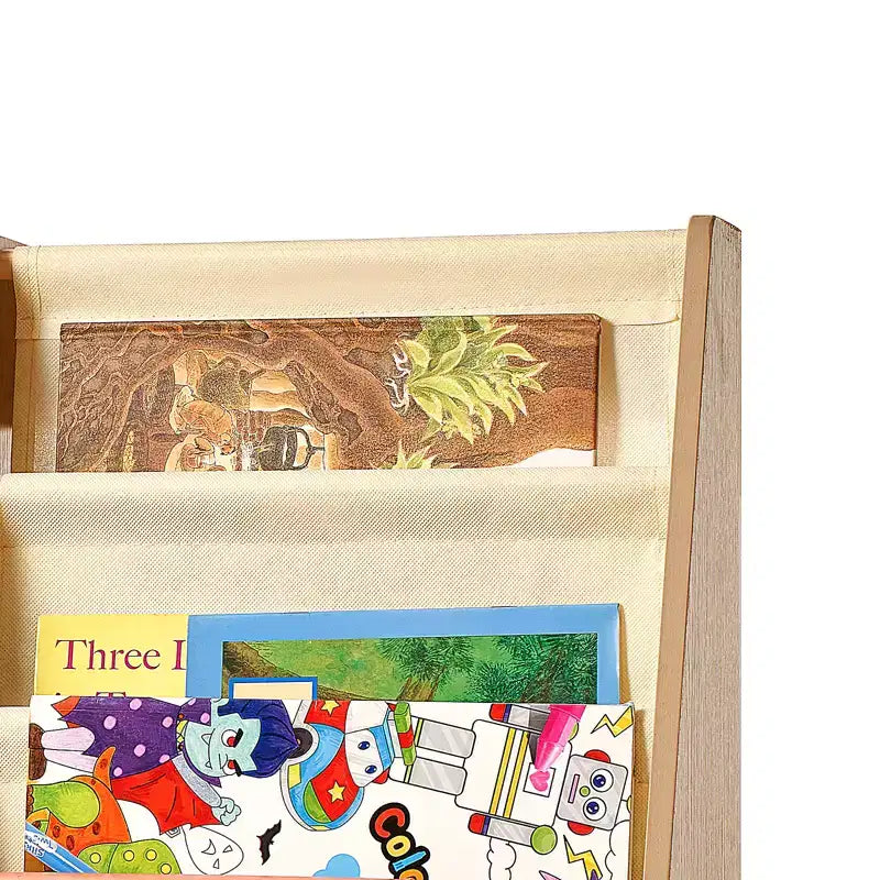 Bibliothèque pour enfants à 4 niveaux et organisateur de rangement de jouets avec rack à livres en bandoulière à 6 couches pour salle de jeux, chambre d'enfant, jardin d'enfants et chambre