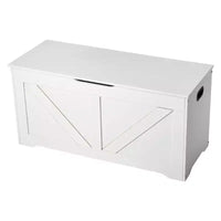 Banc de rangement pour enfants avec charnière de sécurité, coffre à jouets en bois et banc d'assise pour salle de jeux, chambre, entrée ou salon, blanc