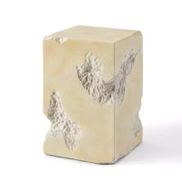 Table d'appoint ronde en faux travertin blanc faite à la main - Plateau en béton de 35 cm, capacité de 90 kg, résistante aux intempéries, utilisation intérieure/extérieure sans assemblage