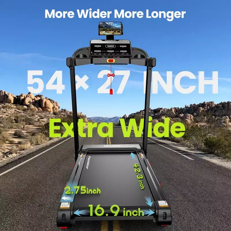 Tapis de course pliable en liquidation avec moteur puissant de 3,75 CV, inclinaison manuelle de 10 %, machine de course électrique avec contrôle intelligent par application, ceinture de course extra large