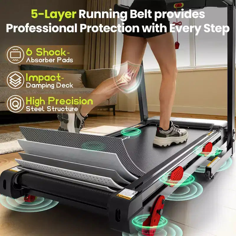 Tapis de course pliable en liquidation avec moteur puissant de 3,75 CV, inclinaison manuelle de 10 %, machine de course électrique avec contrôle intelligent par application, ceinture de course extra large