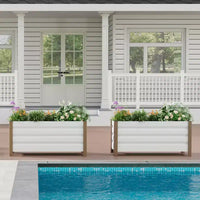 Grande jardinière rectangulaire en aluminium blanc, bac de jardin surélevé extra long avec coins arrondis et bords de sécurité anti-coupure