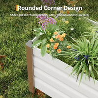 Grande jardinière rectangulaire en aluminium blanc, bac de jardin surélevé extra long avec coins arrondis et bords de sécurité anti-coupure
