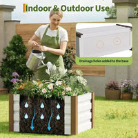 Grande jardinière rectangulaire en aluminium blanc, bac de jardin surélevé extra long avec coins arrondis et bords de sécurité anti-coupure